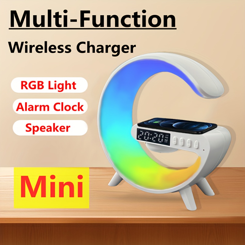 mini multifunction wireless charger pad stand speaker tf rgb night light fast charging station for iphone14 13 12 for samsung for xiaomi details 0